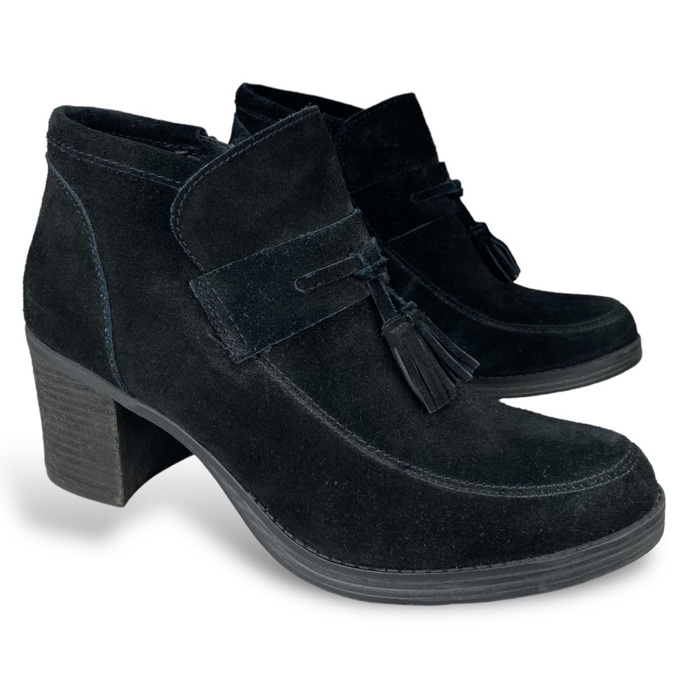 Nine West Boho Tassel Suede Leather Ankle Boot Heel Loafer Moccasin Booties